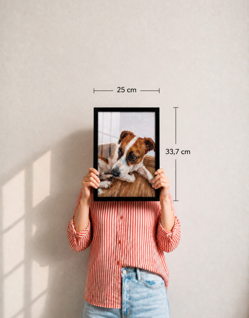 Dimensões do Retrato Pet Tamanho A4
